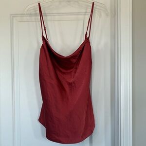 Wilfred Satin Cowl Neck Camisole in Rosy Red